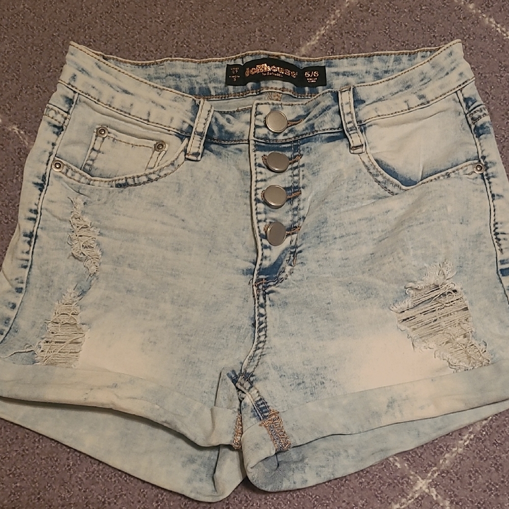 Dollhouse Blue Jean Shorts Distressed High-Waisted